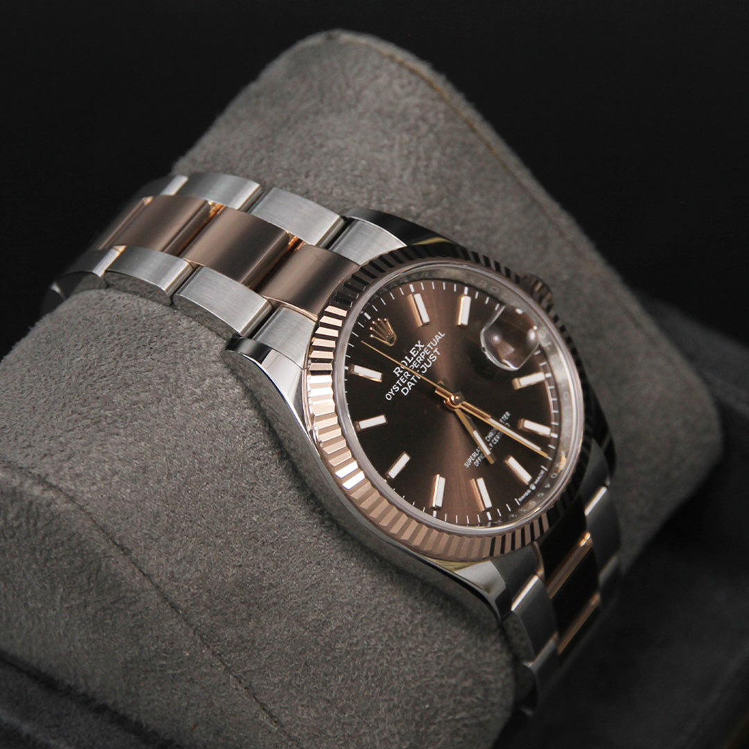 Date Just 36 Choco Index Dial Oyster Two Tone 126231