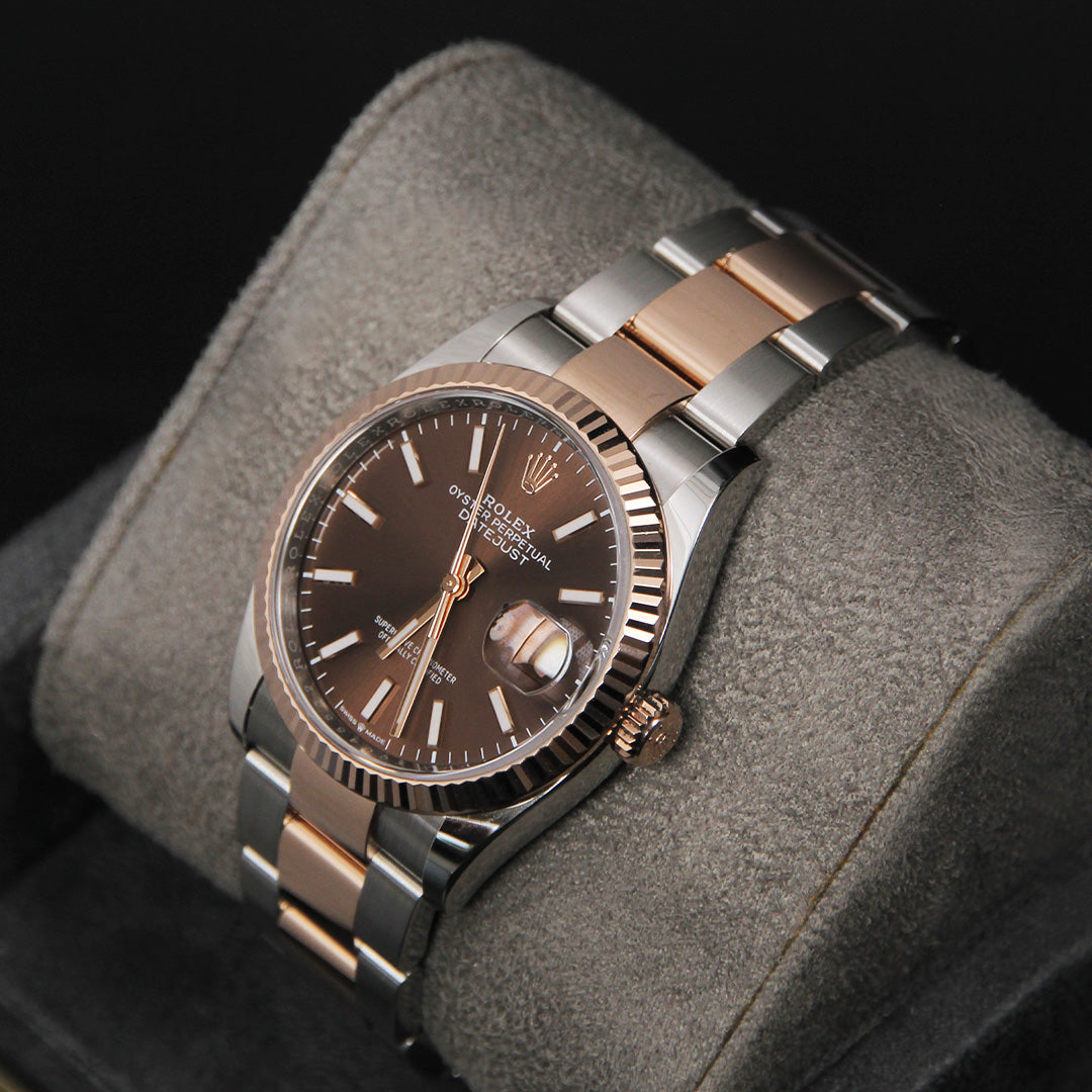 Date Just 36 Choco Index Dial Oyster Two Tone 126231