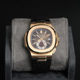 Nautilus 40 RG  Chronograph Date Brown Dial Alligator 5980R-001