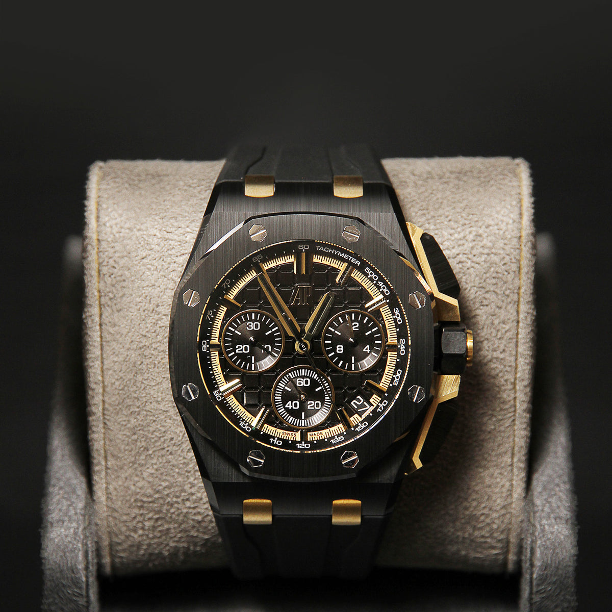 AP43 ROOC Black Ceramic Black Dial Black Chrono Leather 26420CE.OO.A127CR.01