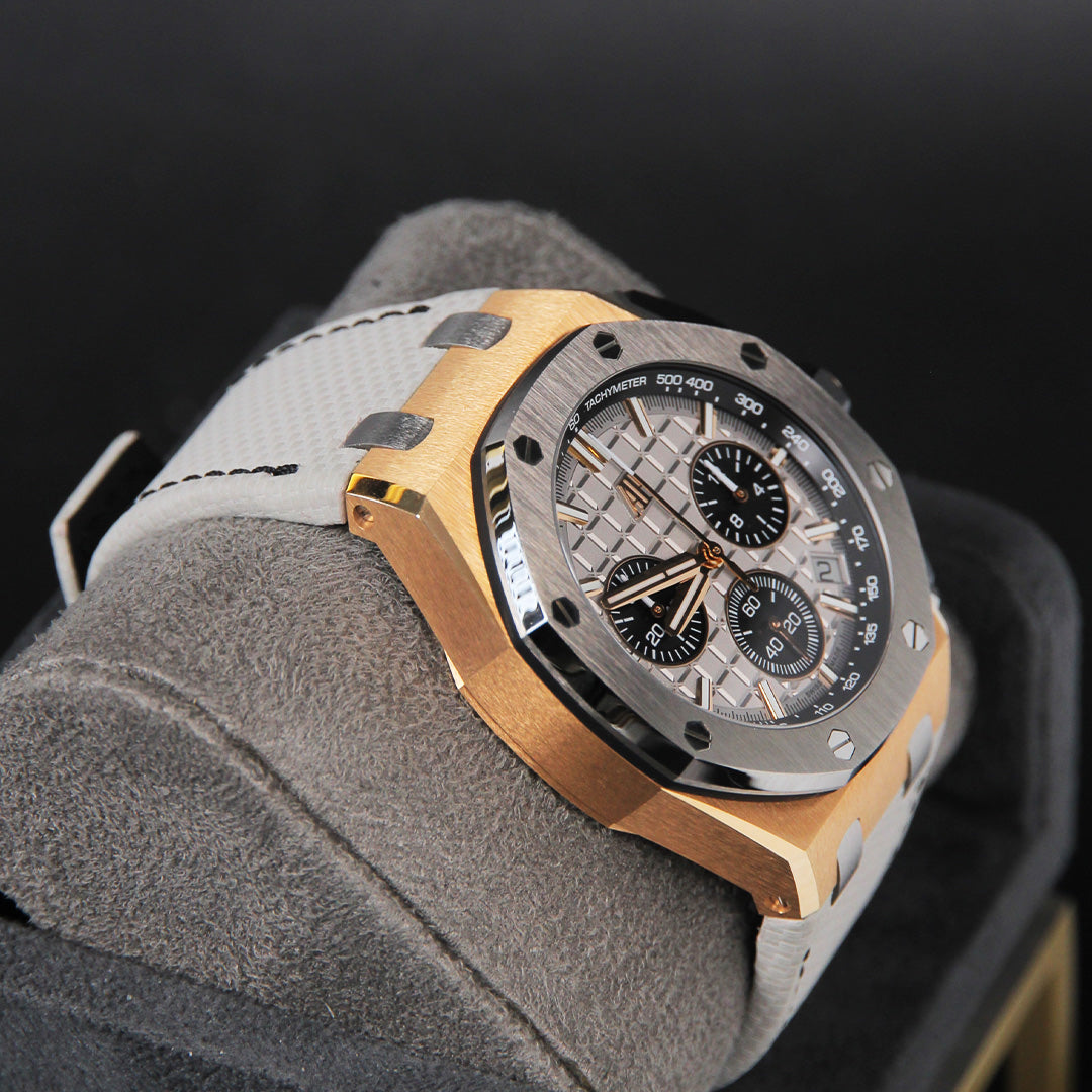 AP43 ROOC RG Grey Dial Black Chrono Grey Calfskin Strap 26420OI.OO.A015VE.01