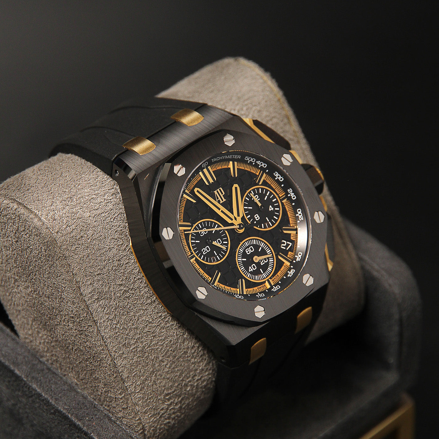 AP43 ROOC Black Ceramic Black Dial Black Chrono Leather 26420CE.OO.A127CR.01