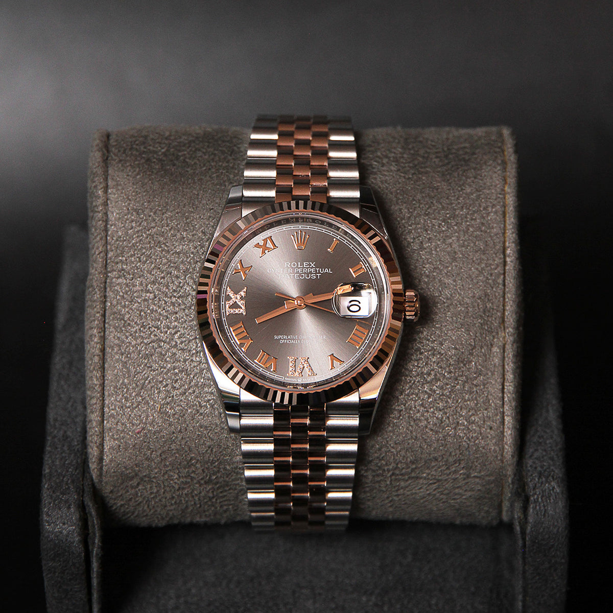Date Just 36 Grey Dial Diamond VI IX  126231