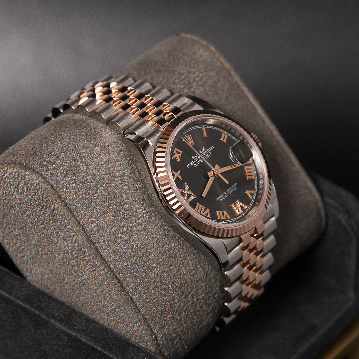 Date Just 36 Grey Dial Diamond VI IX  126231
