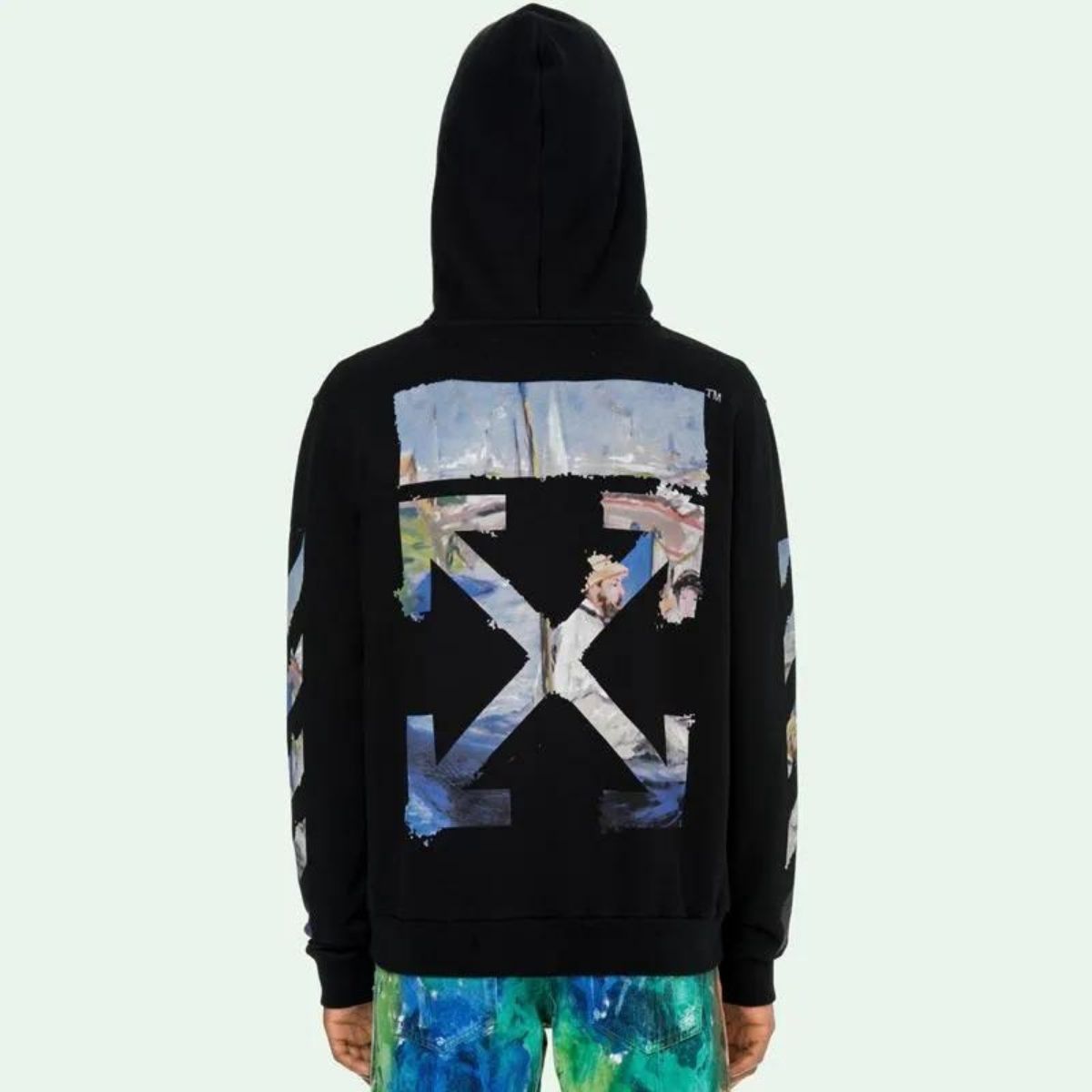 Off White Colored Arrow Zip Hoodie Black