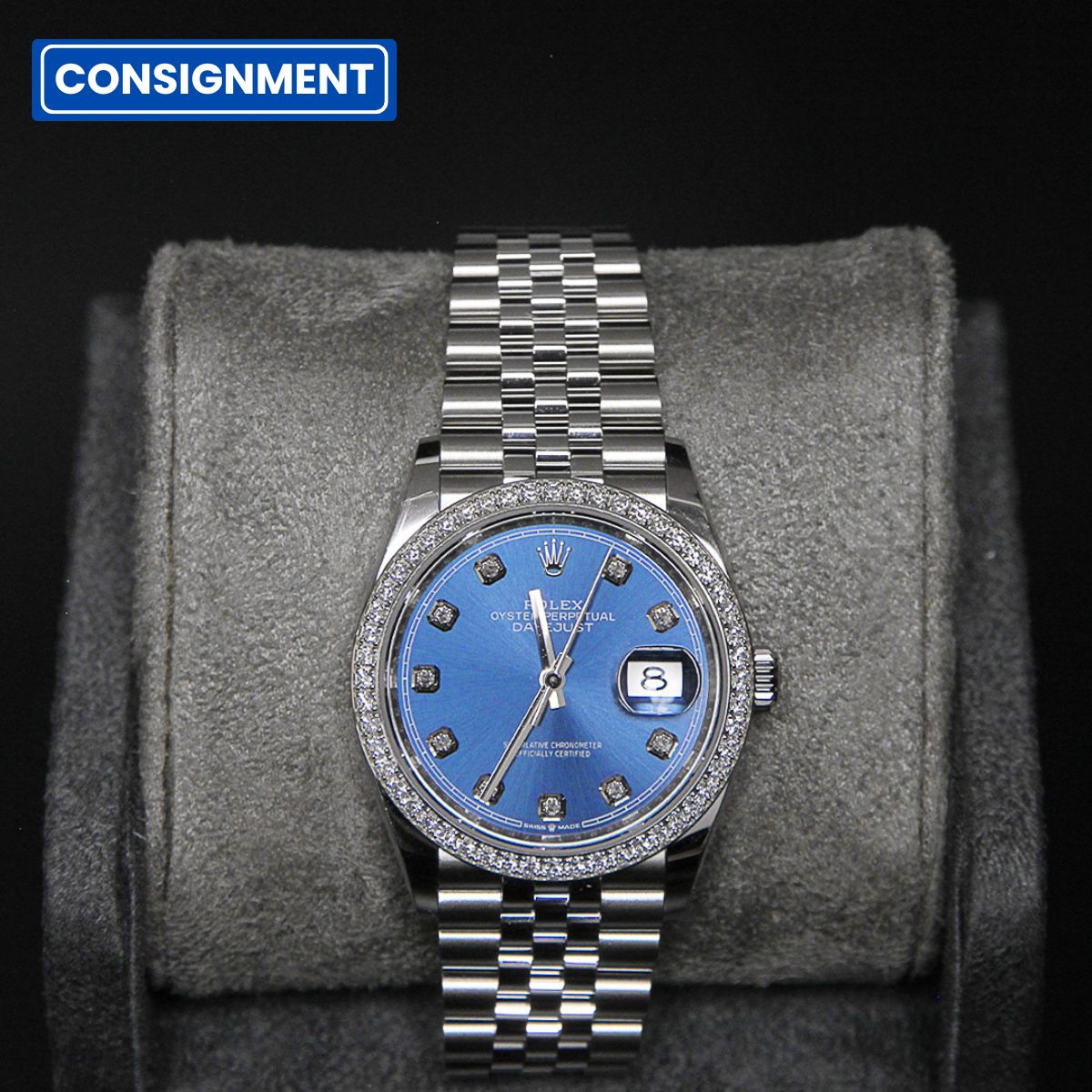 DateJust 36 Bright Blue Dial Diamond 10 Diamond Bezel 126284RBR