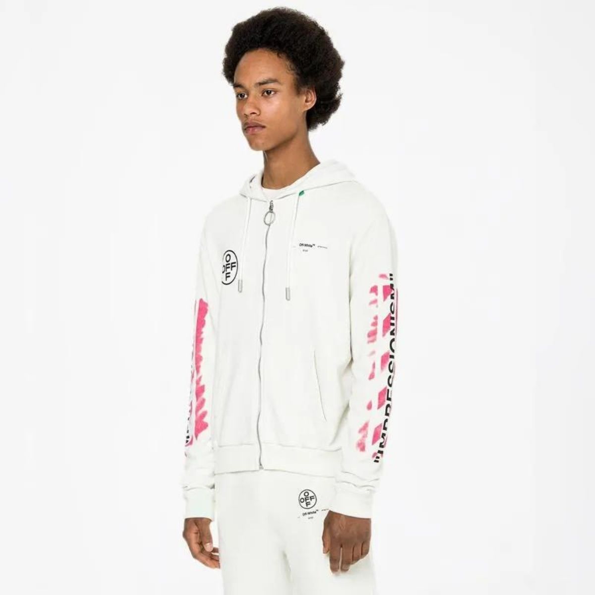 Off White Stencil Zip Jaket Hoodie