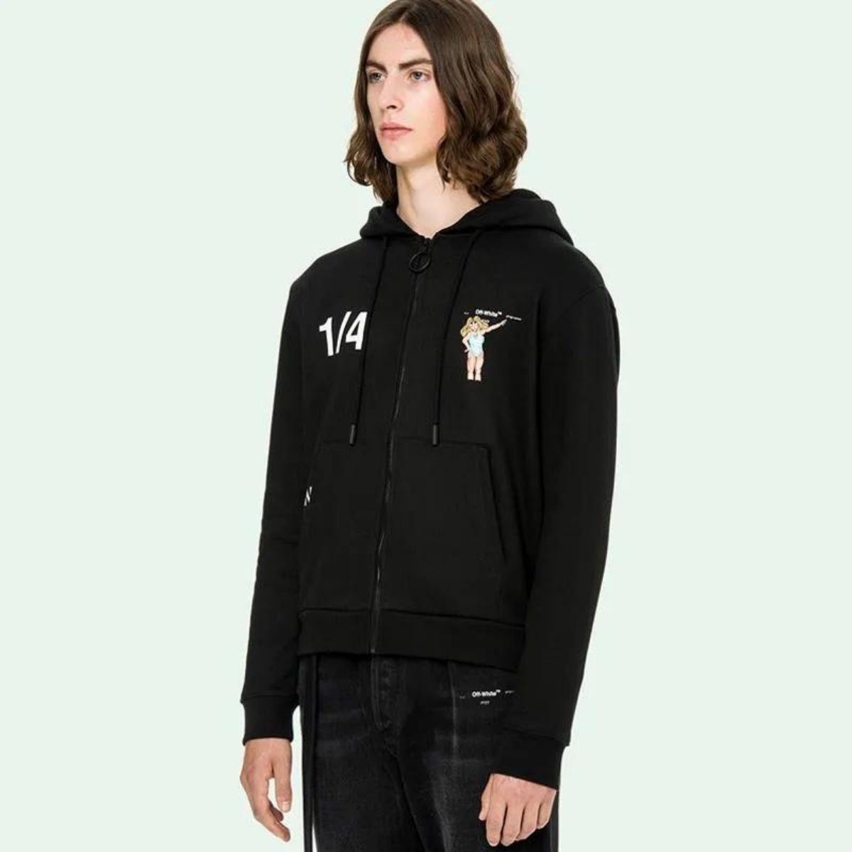 Off White Dondi Woman Zip Jaket Hoodie Black