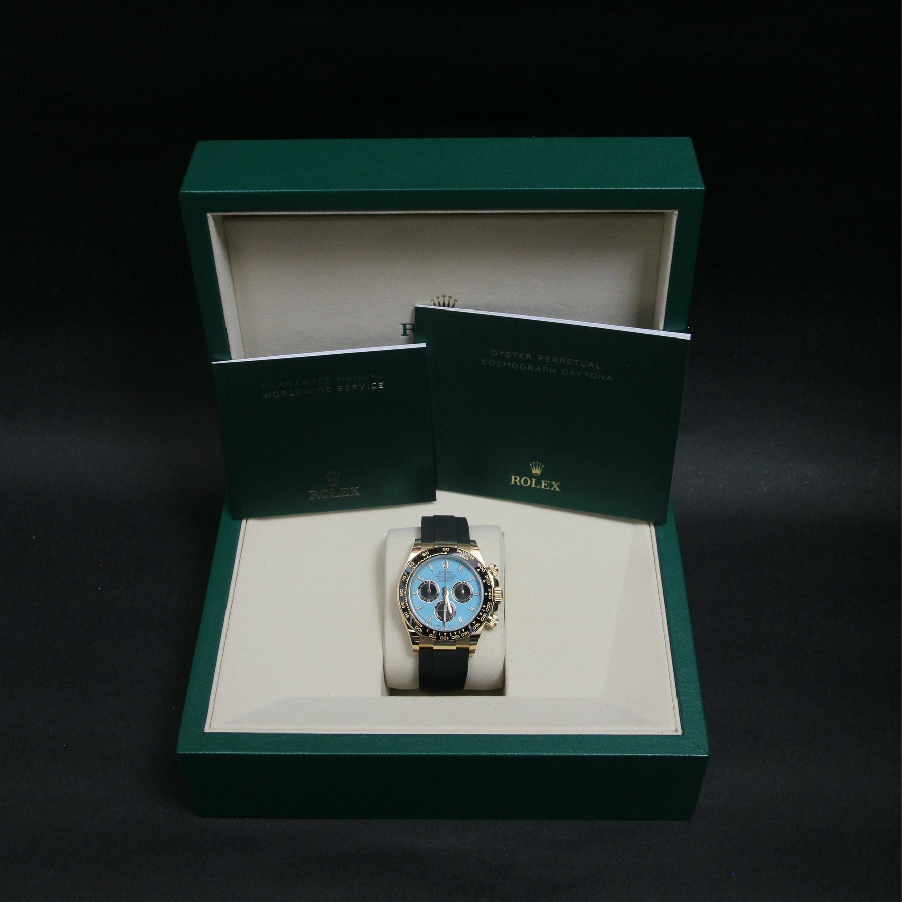 Daytona YG Turquoise Blue Dial Oysterflex 126518LN