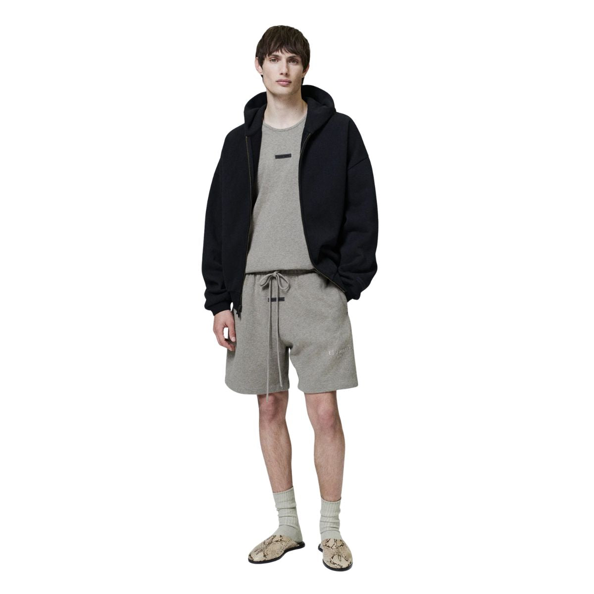 Fear Of God Essentials Embossed 90s Fit Fleece Zip-Up Hoodie