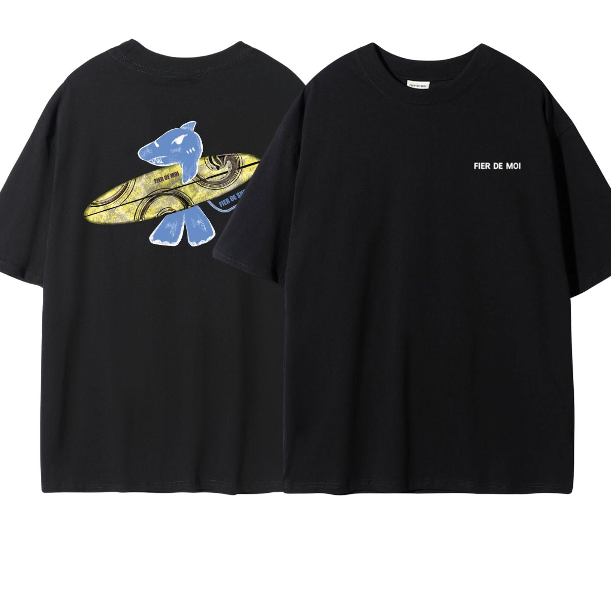 Fier De Moi Surfing Shark T-Shirt Black
