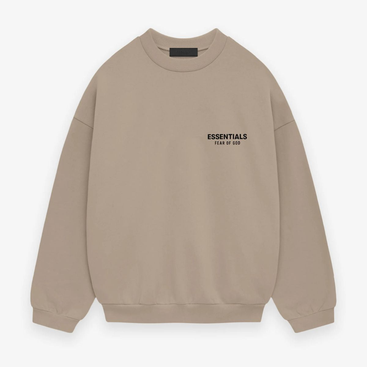 Fear Of God Essentials Back Logo Jersey Crewneck Sweatshirt Beige Desert Sand