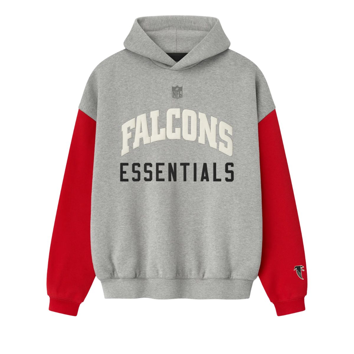 Fear Of God Essentials Falcons Sport Hoodie Concrete Heather Red
