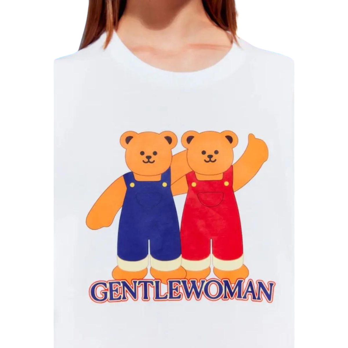 Gentle Woman Twins Wiggle Bears Oversize T-shirt White