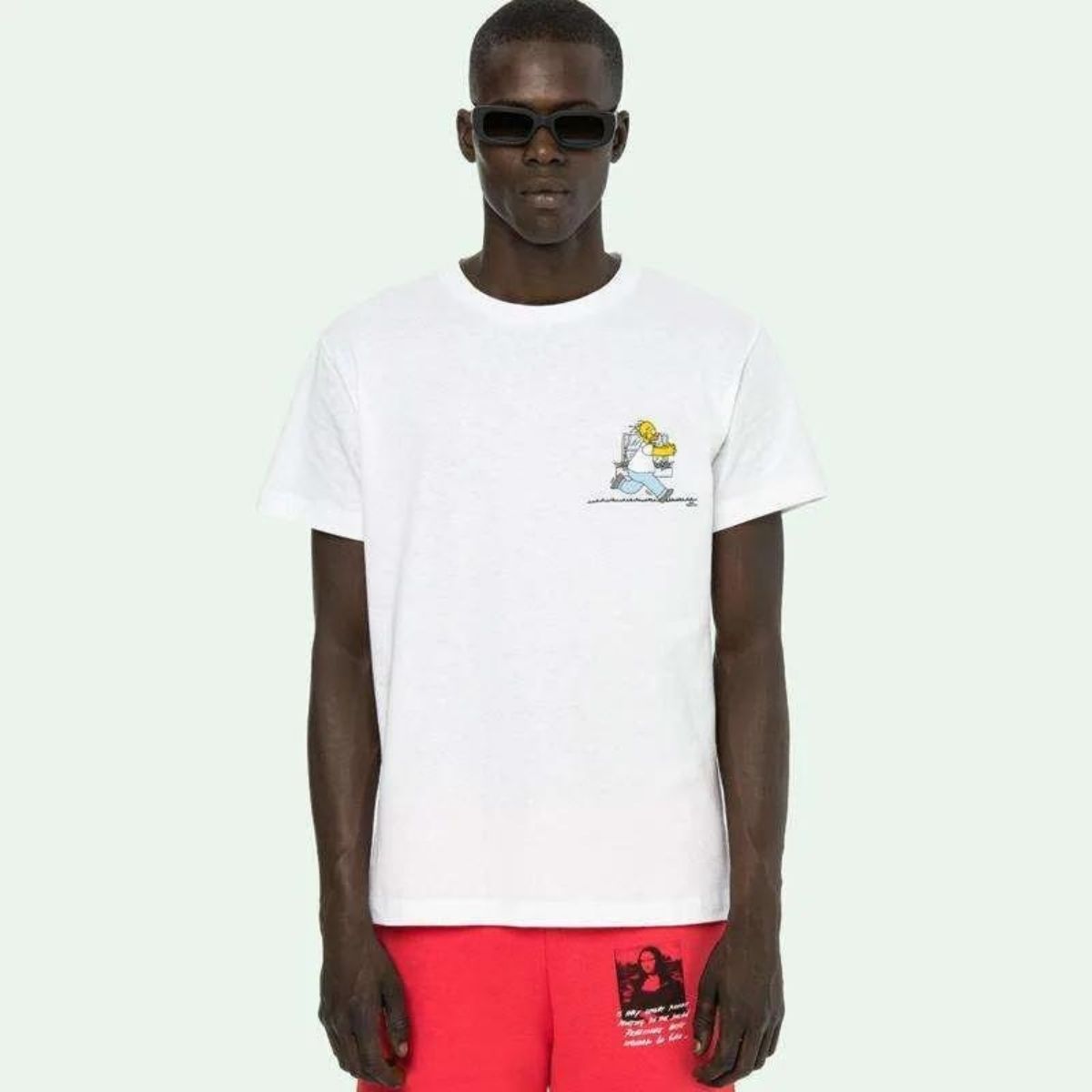 Off White The Simpsons Homer and Bart T-shirt White