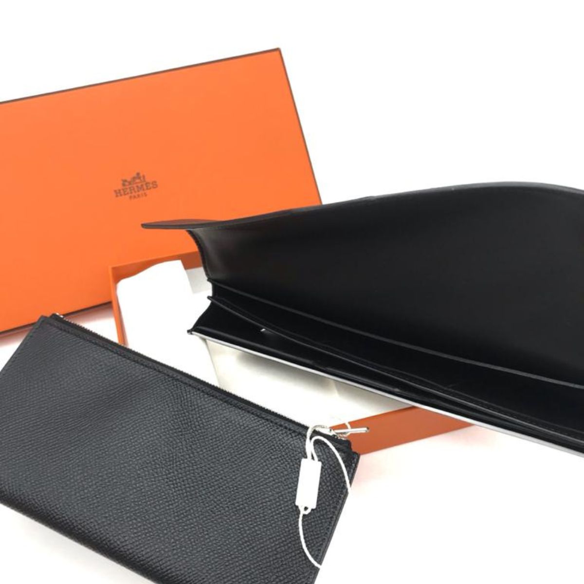 Hermes Passant Black Long Wallet 3in1