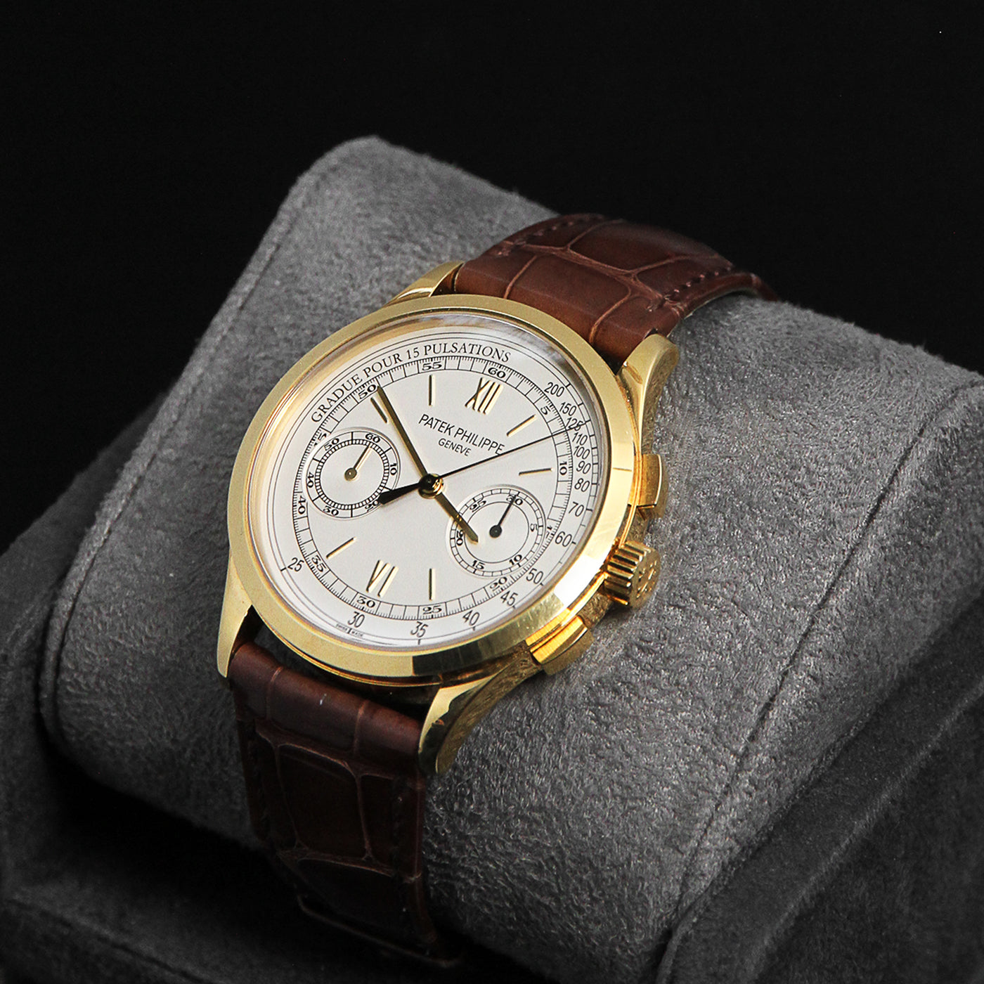 Patek Philippe Complications Chronograph YG Silver Dial Brown Leather  5170J-001