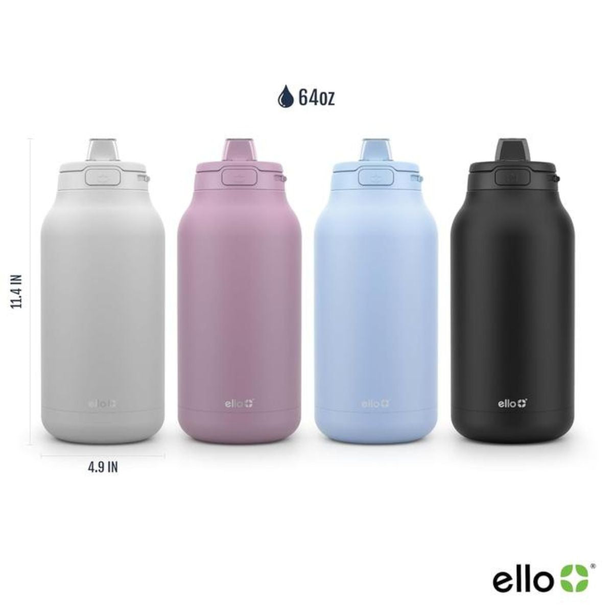 Ello Hydra Stainless Half Gallon Jug With Straw 64oz Mauve