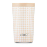 Ello Jones 11oz Stainless Steel Travel Mug Beige Gingham
