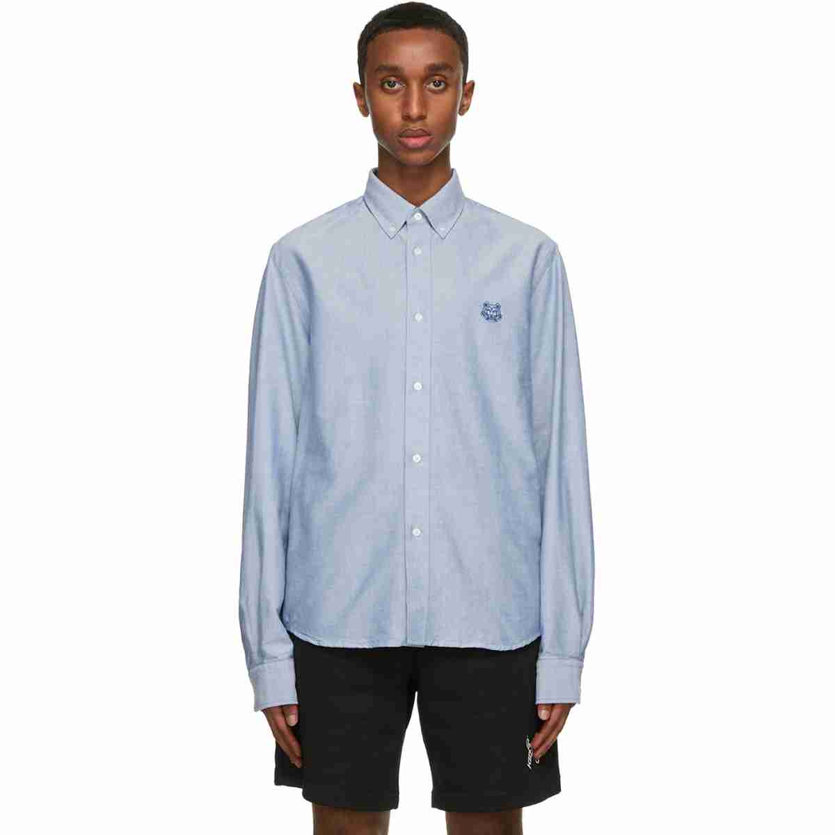 Kenzo Blue Oxford Tiger Shirt