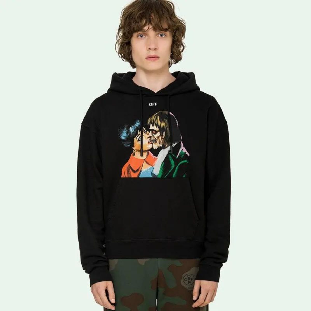 Off White Kiss Hoodie Black