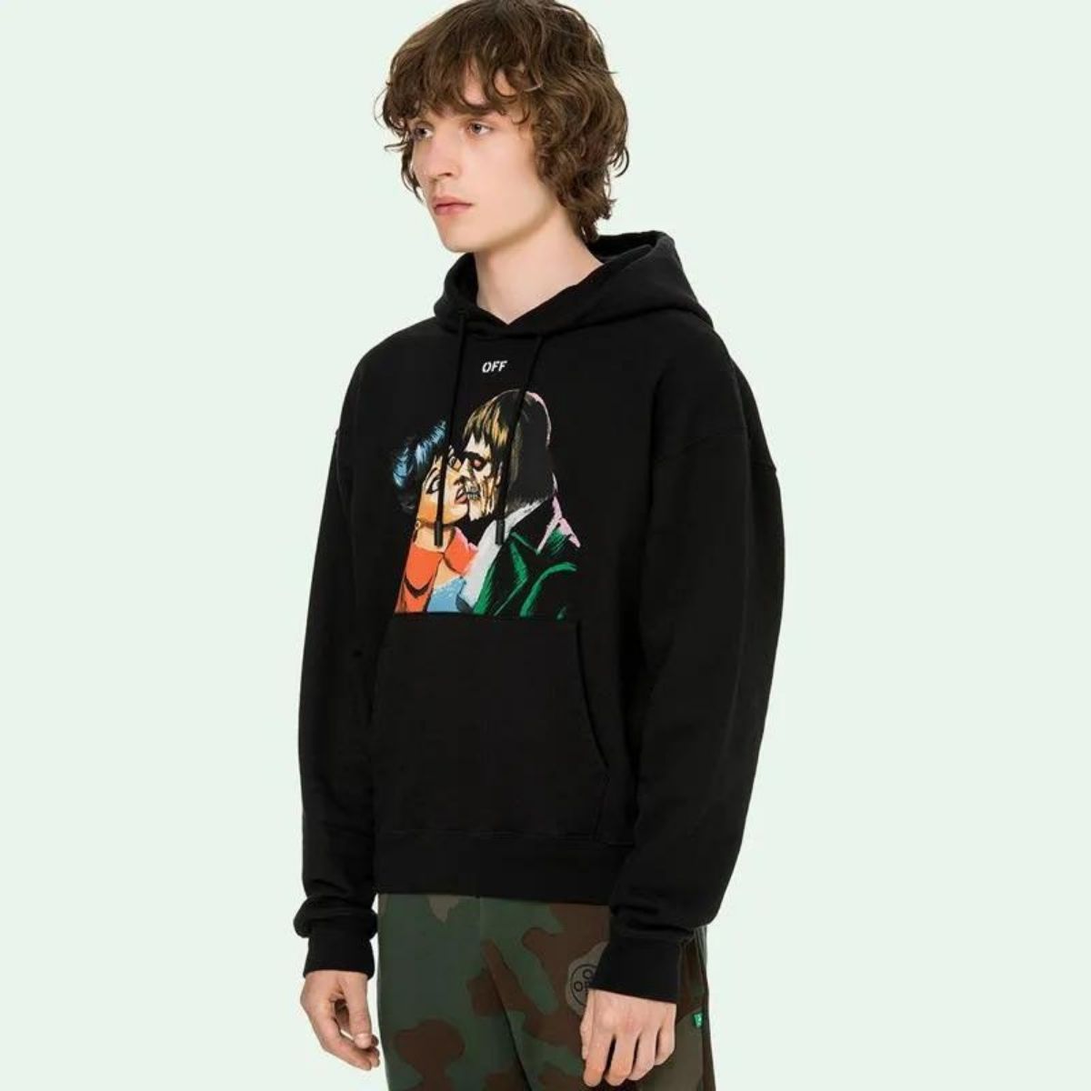 Off White Kiss Hoodie Black