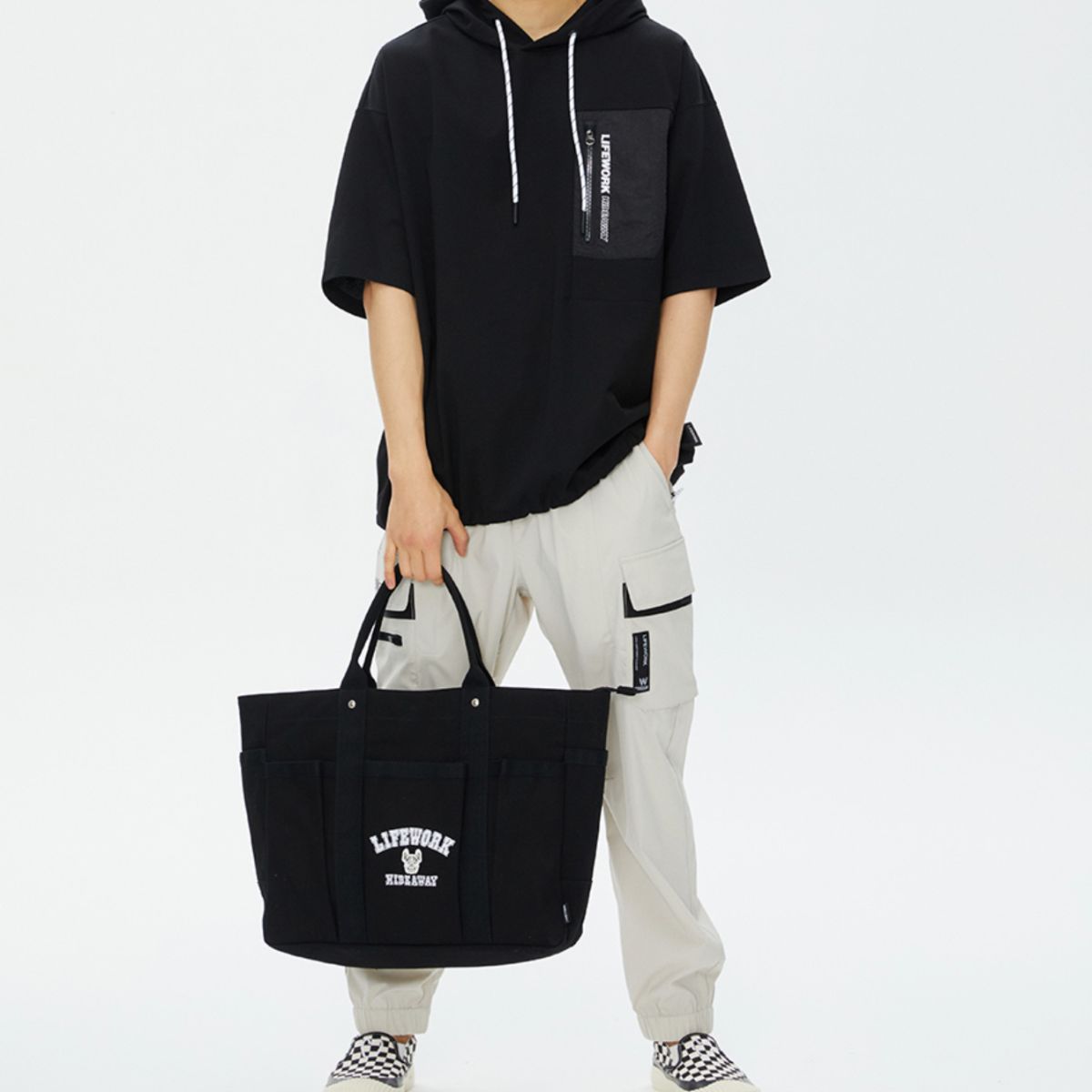 LifeWork Arch Logo Canvas Tote Bag Black