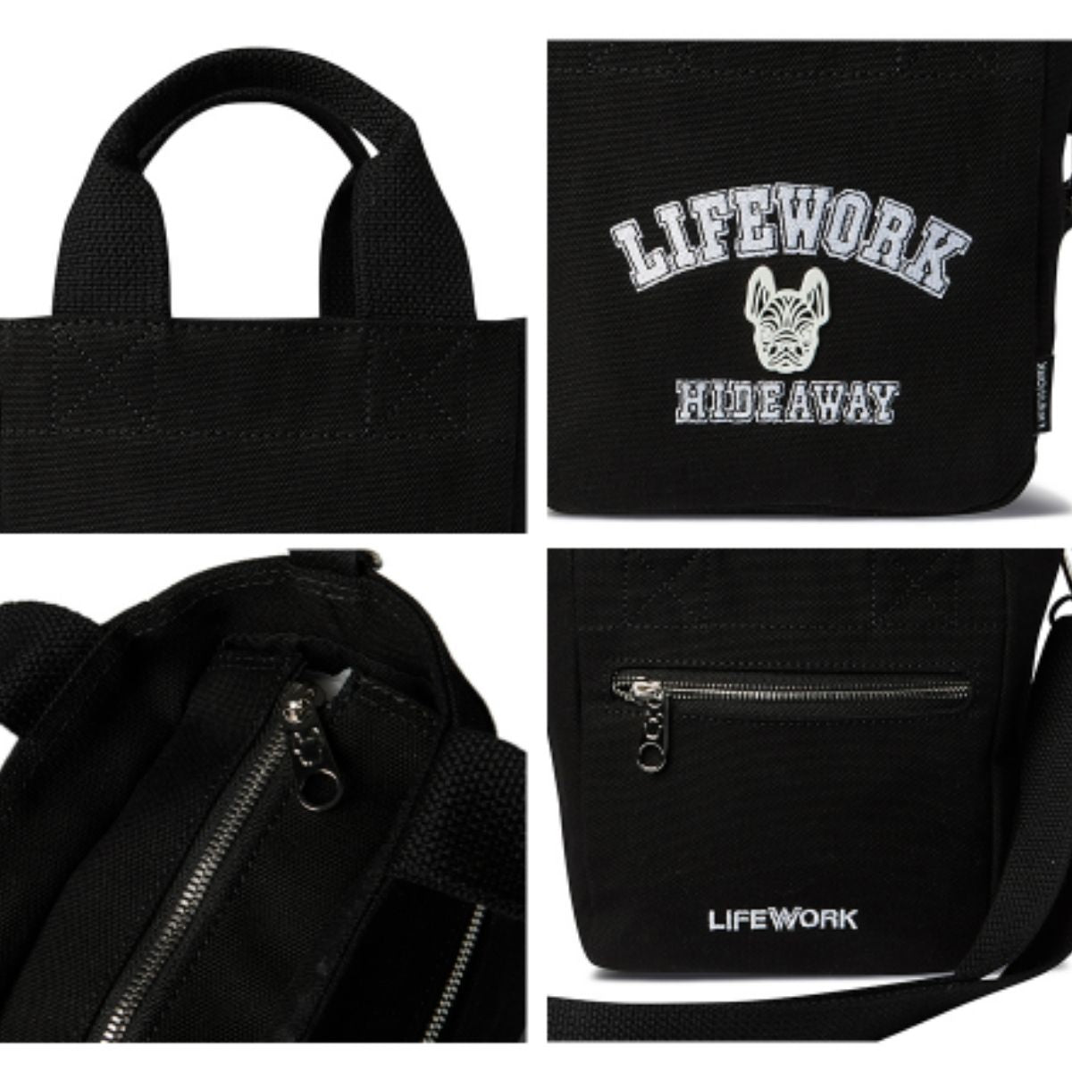 LifeWork Arch Logo Canvas 2WAY Mini Tote Bag Black