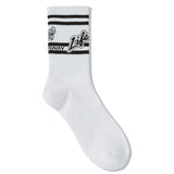 LifeWork Comasa Lettering Logo Crew Socks White