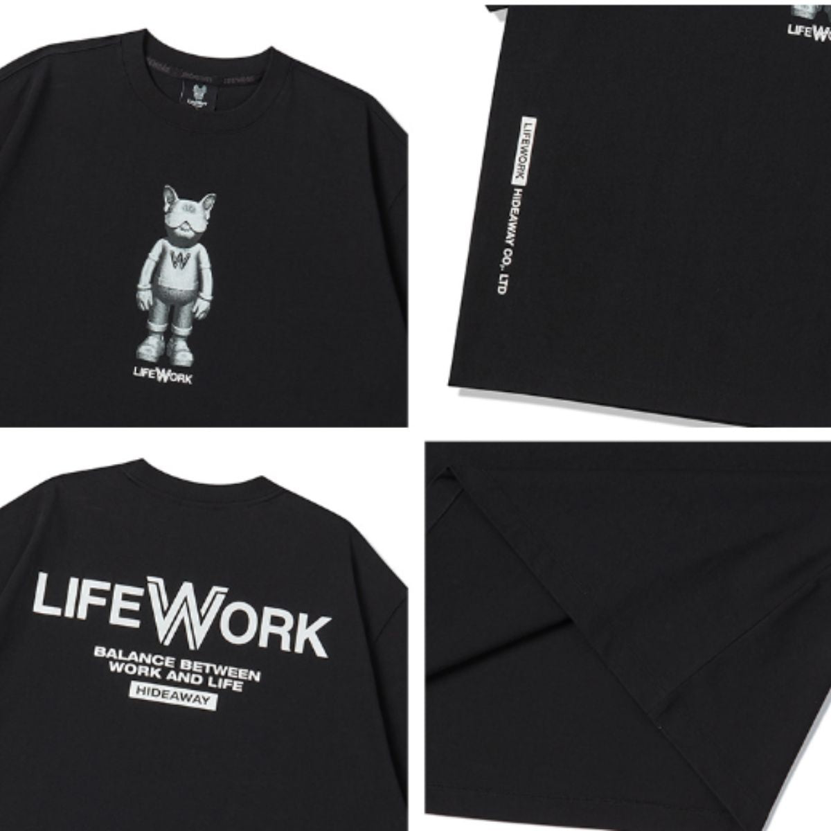 LifeWork Grain Figure Hipdog T-Shirt  Black