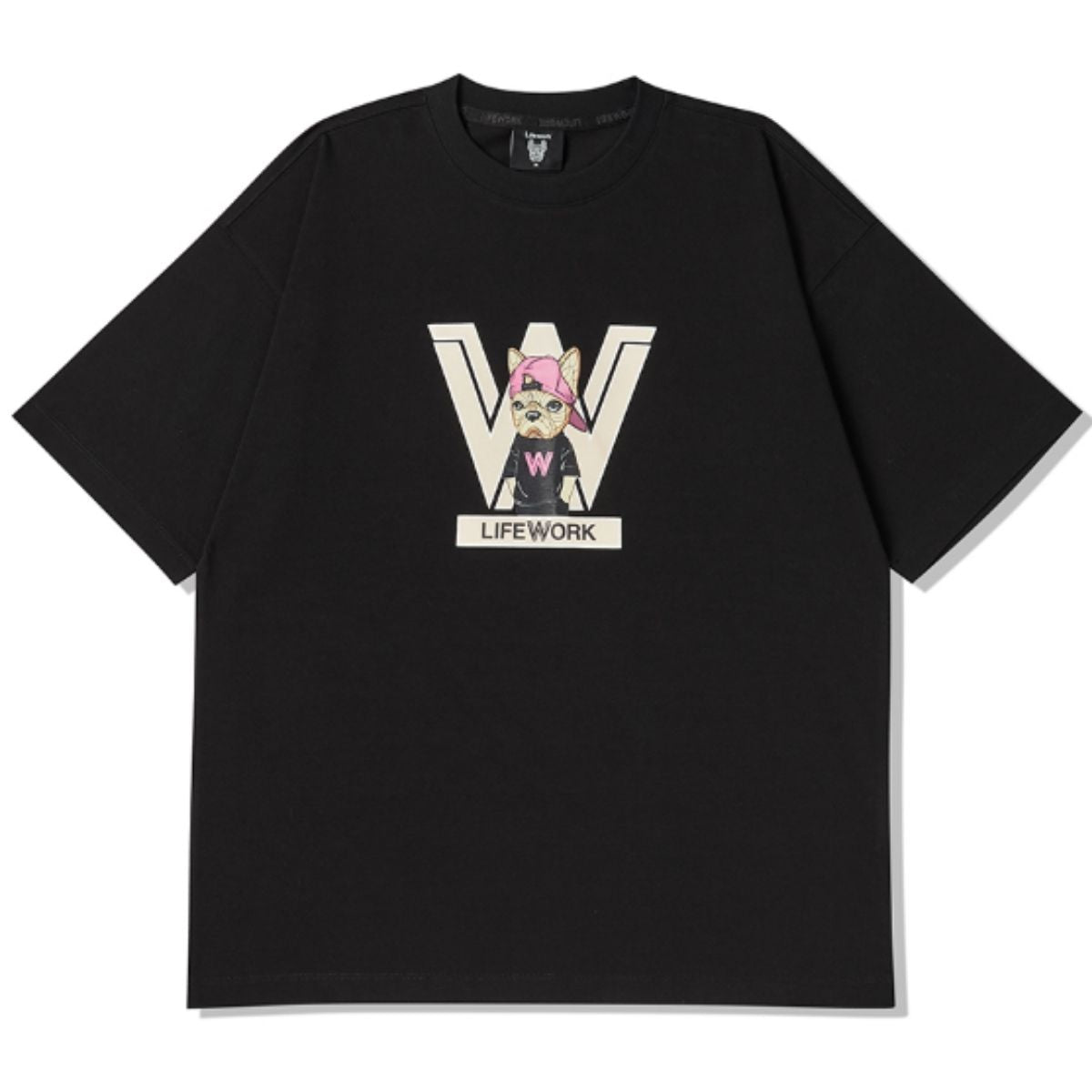 LifeWork Logo Snapback Hip Dog T-Shirt Black