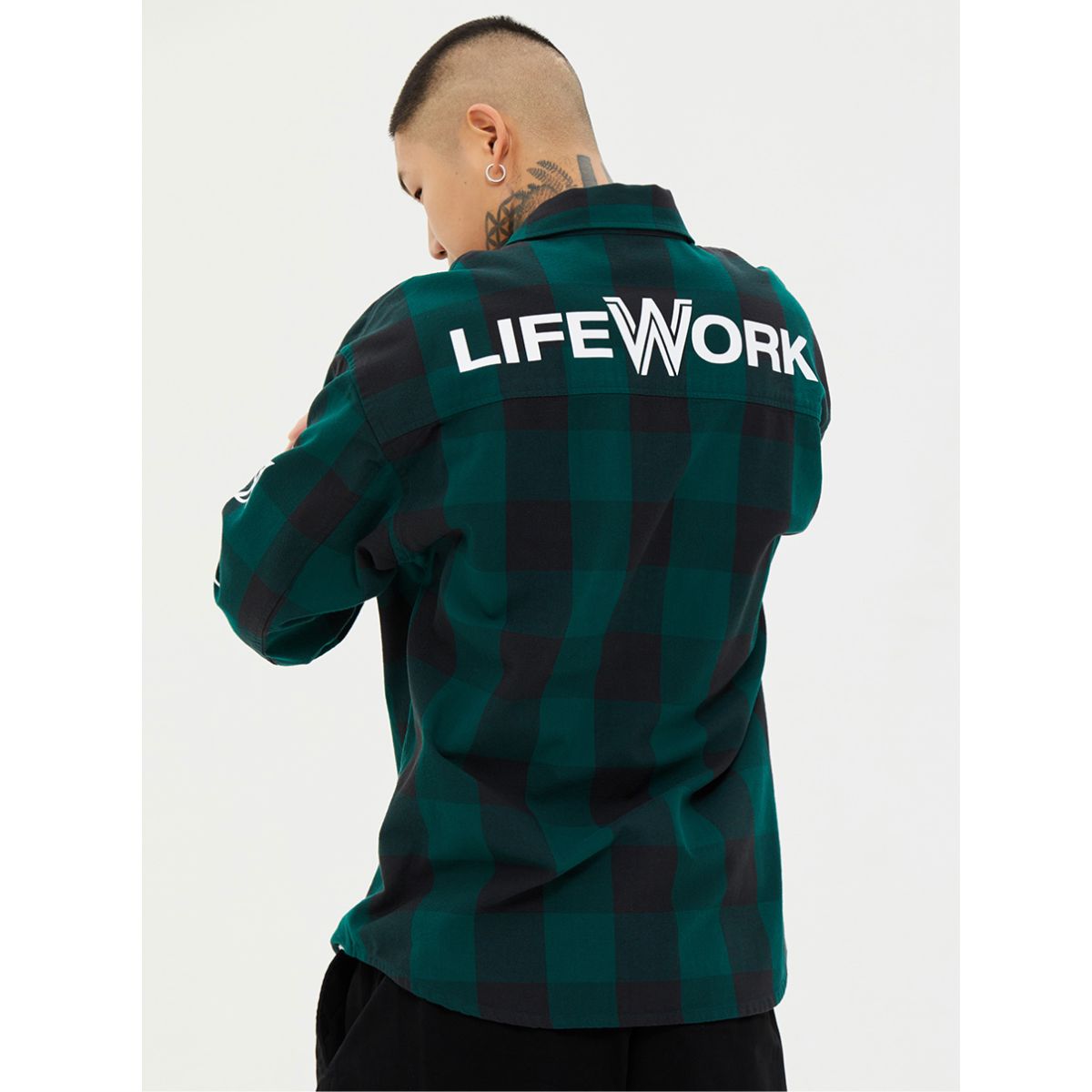 LifeWork Multi-Logo One-Pocket Check Long Shirt