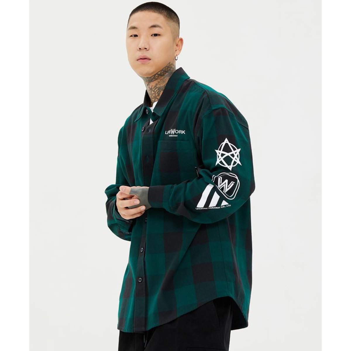 LifeWork Multi-Logo One-Pocket Check Long Shirt