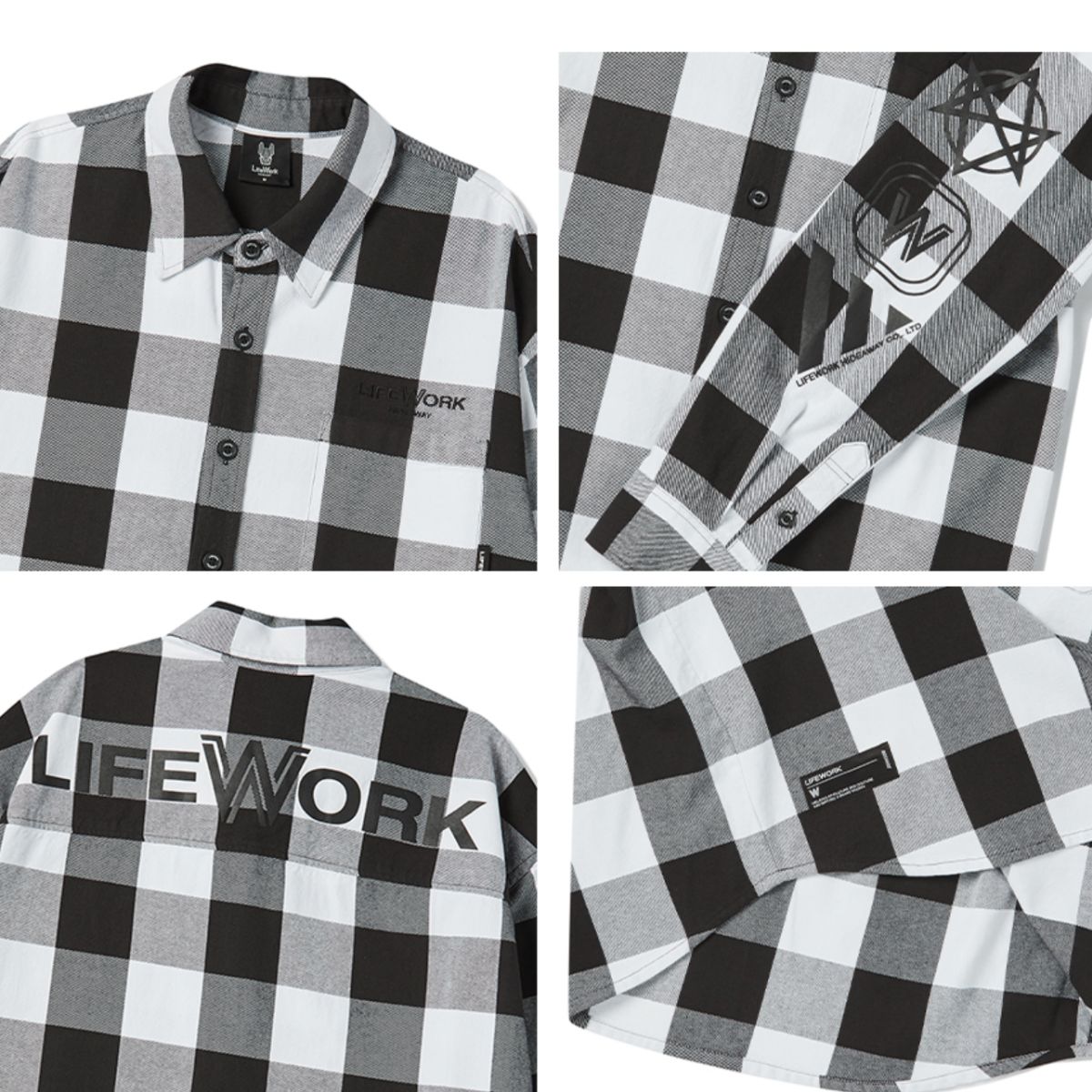 LifeWork Multi-Logo One-Pocket Check Long Shirt