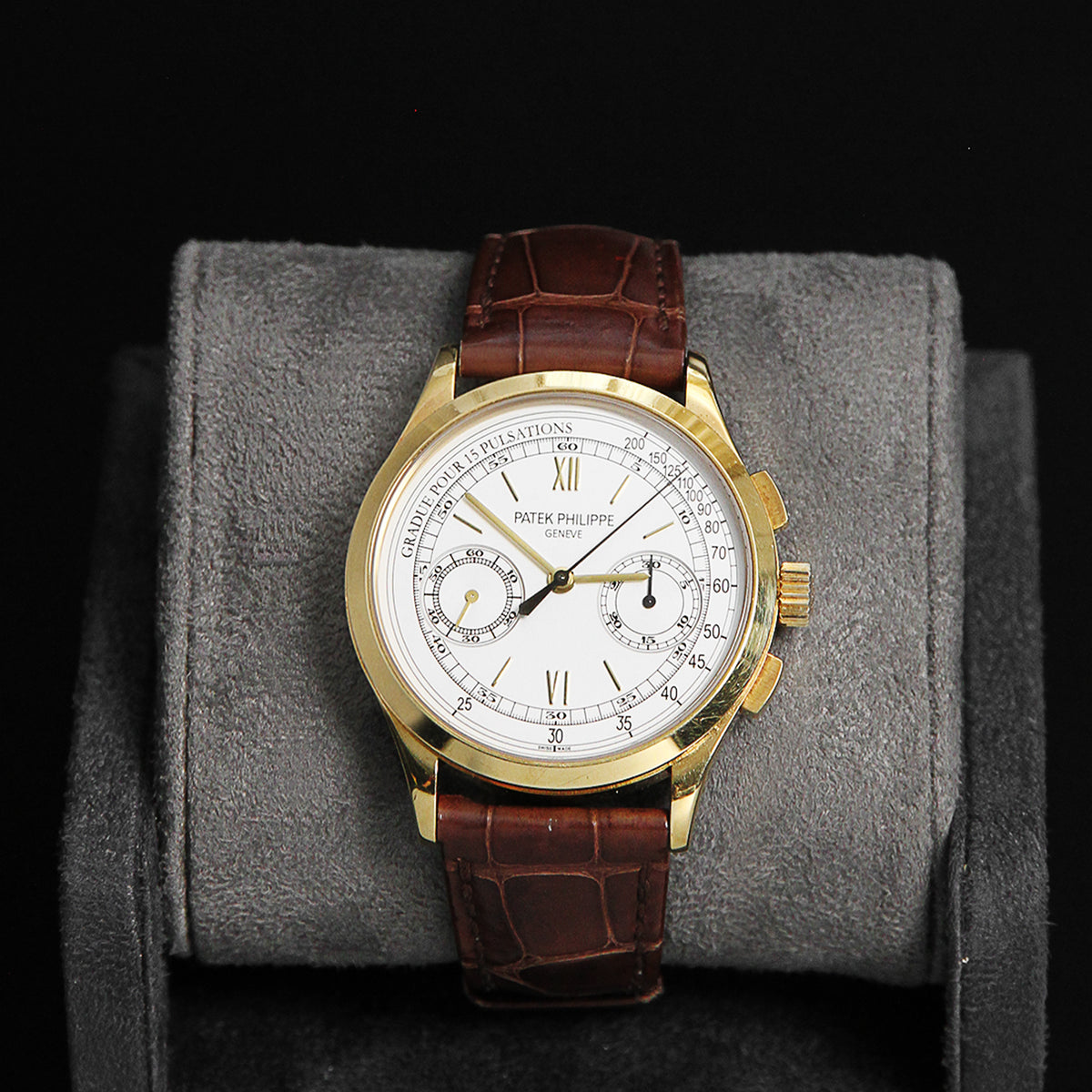 Patek Philippe Complications Chronograph YG Silver Dial Brown Leather  5170J-001