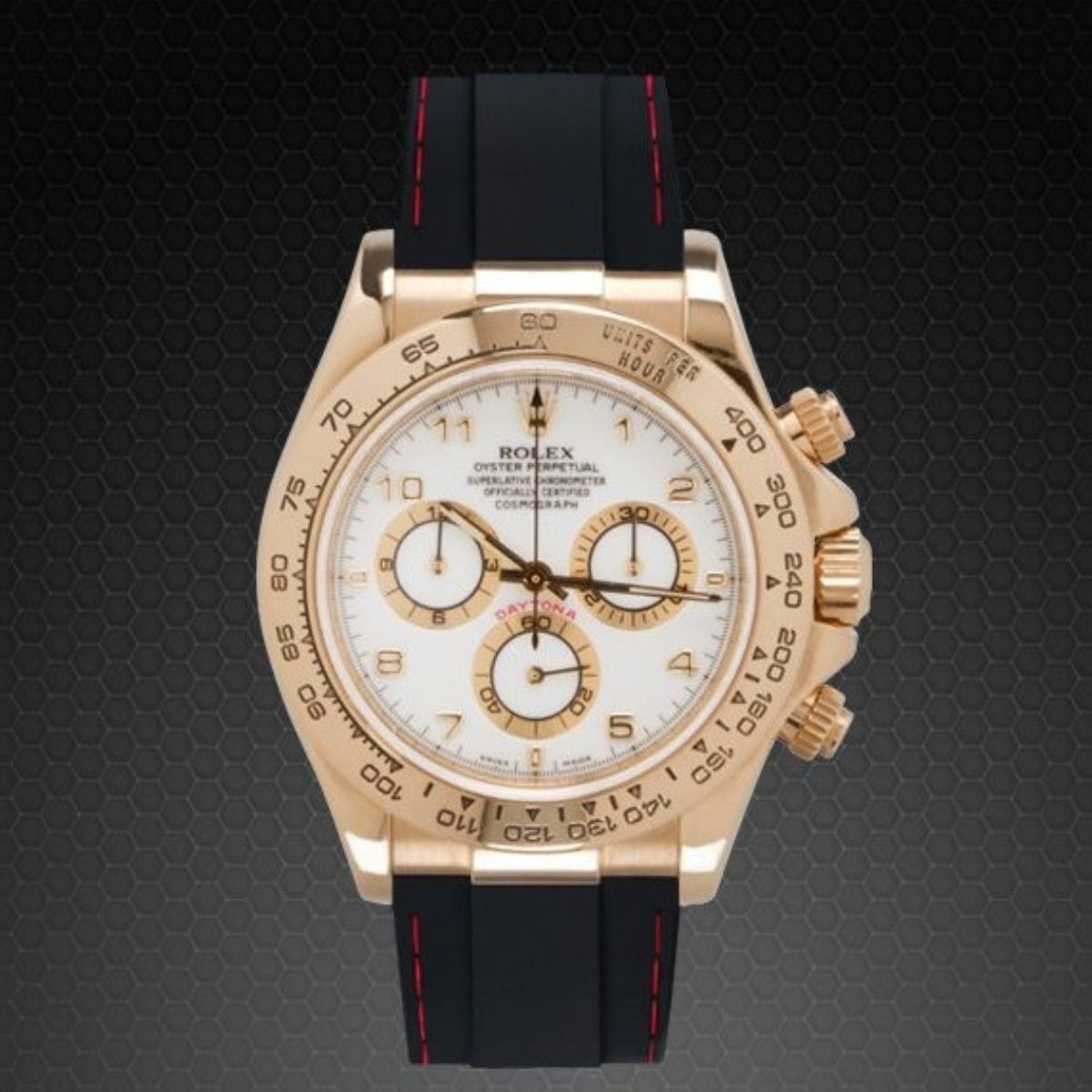 Rubber B Strap M101 With Stitching Daytona Leather Clasp RG / WG / YG