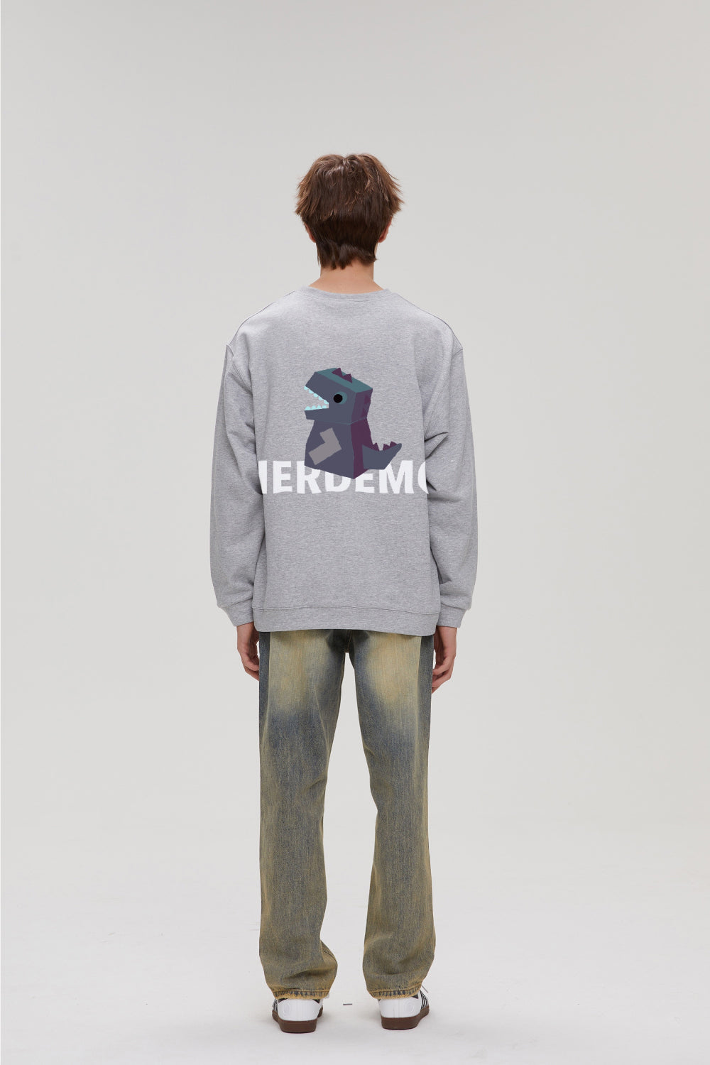 Fier De Moi Metaverse Dragon Print LS Sweatshirt Grey