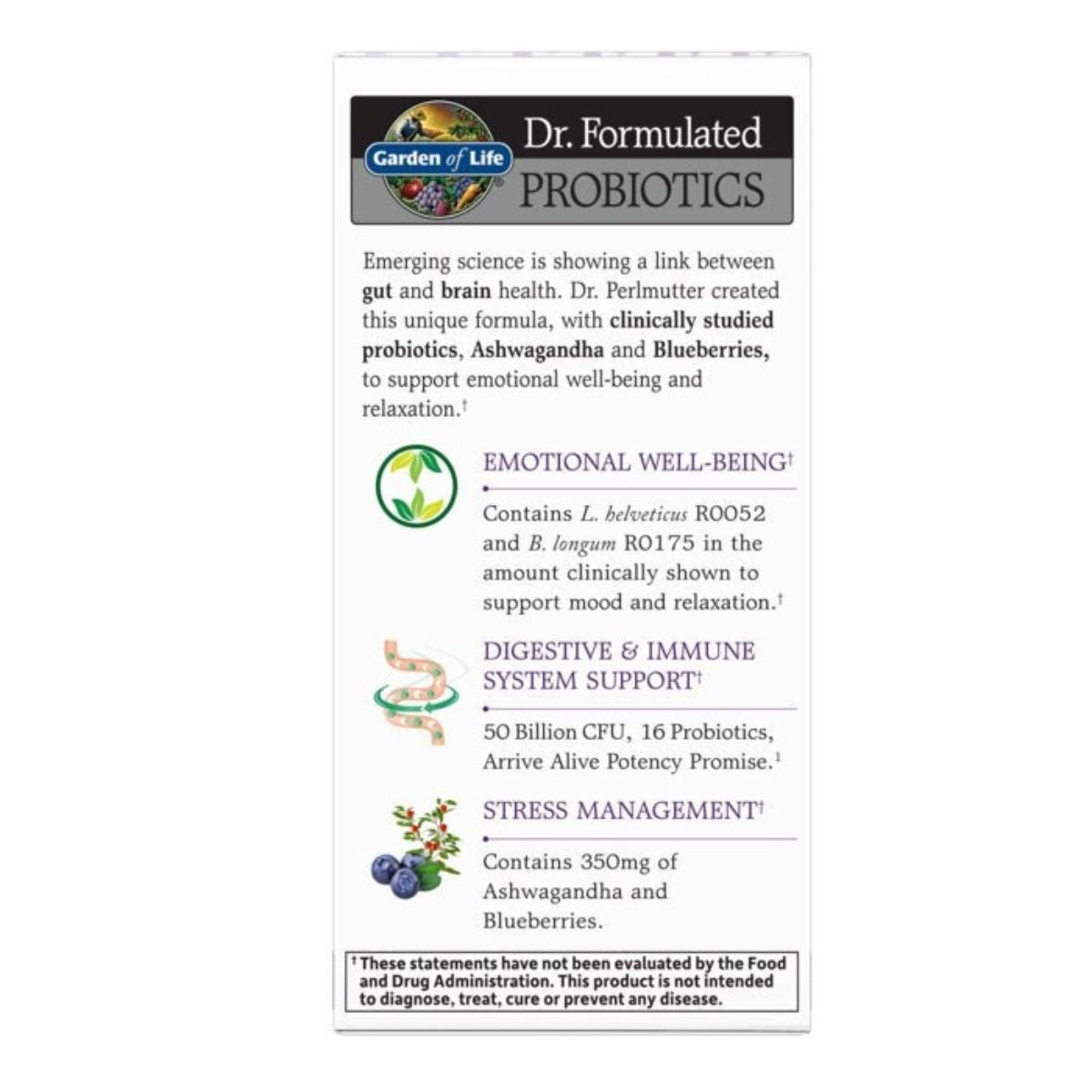 Garden of Life Probiotics Mood+ Probiotic Supplement 60 Capsules