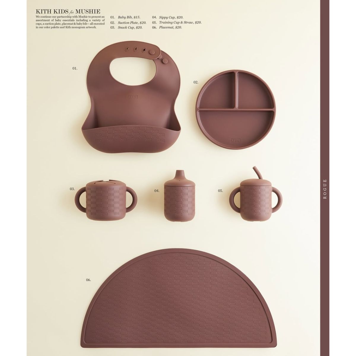 KITH Kids x Mushie Baby Essentials, Baby Bib, Cups, Placemat, Suction Plate