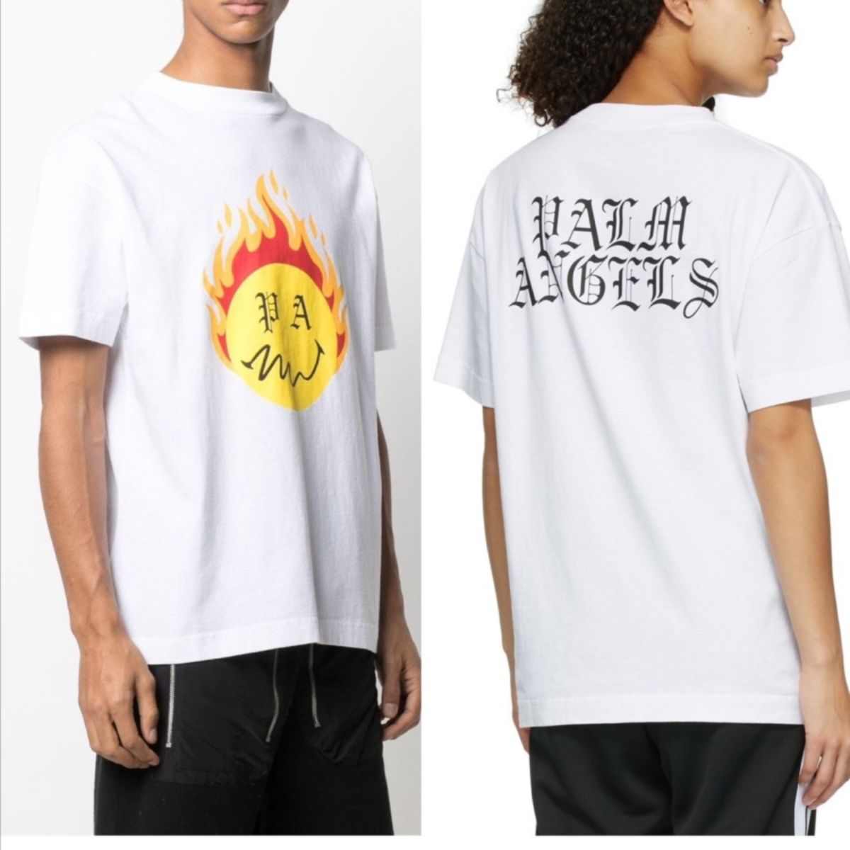 Palm Angels Burning Head Loose T-shirt Black Yellow