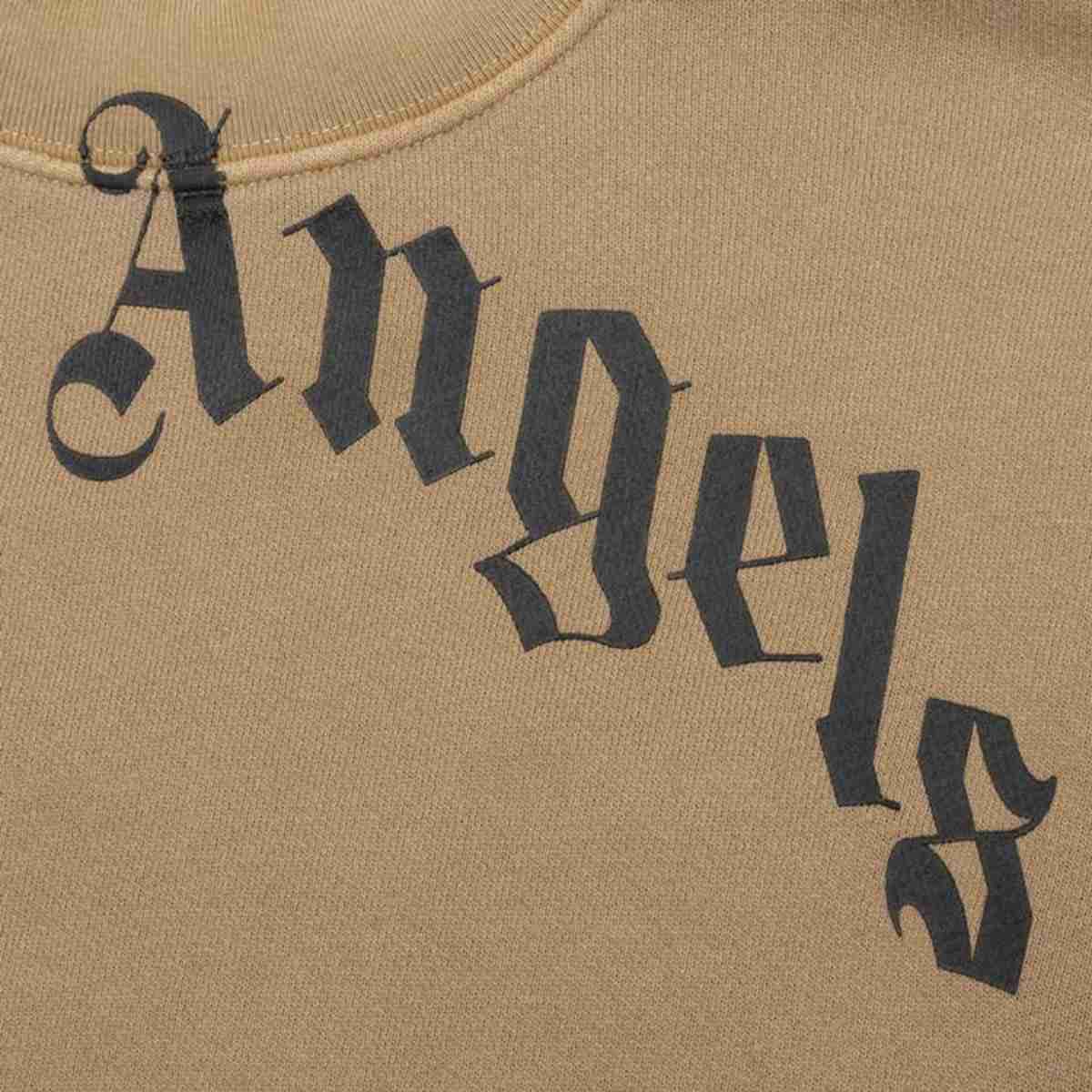 Palm Angels GD Curved Logo Crewneck Beige Black