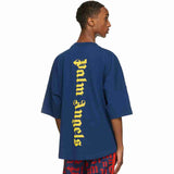 Palm Angels Ns Logo Over T-shirt Navy Blue Yellow