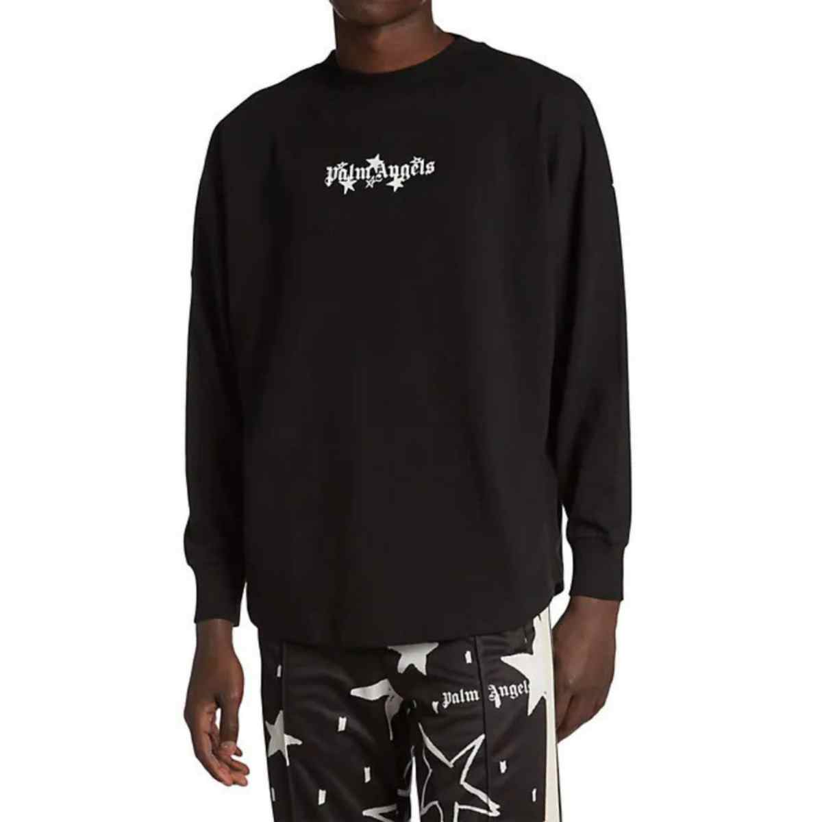 Palm Angels Shooting Stars Long Sleeve T-shirt Black