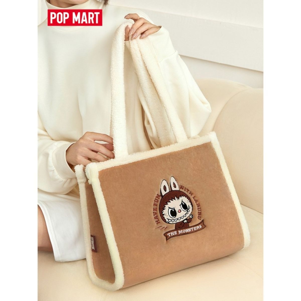 Pop Mart Labubu Plush Tote Bag Brown (Pop Land)