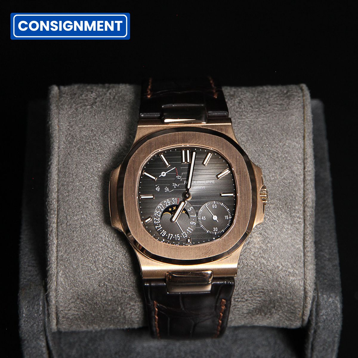 Patek Philippe Nautilus 40 RG Black Brown Dial Alligator 5712R-001