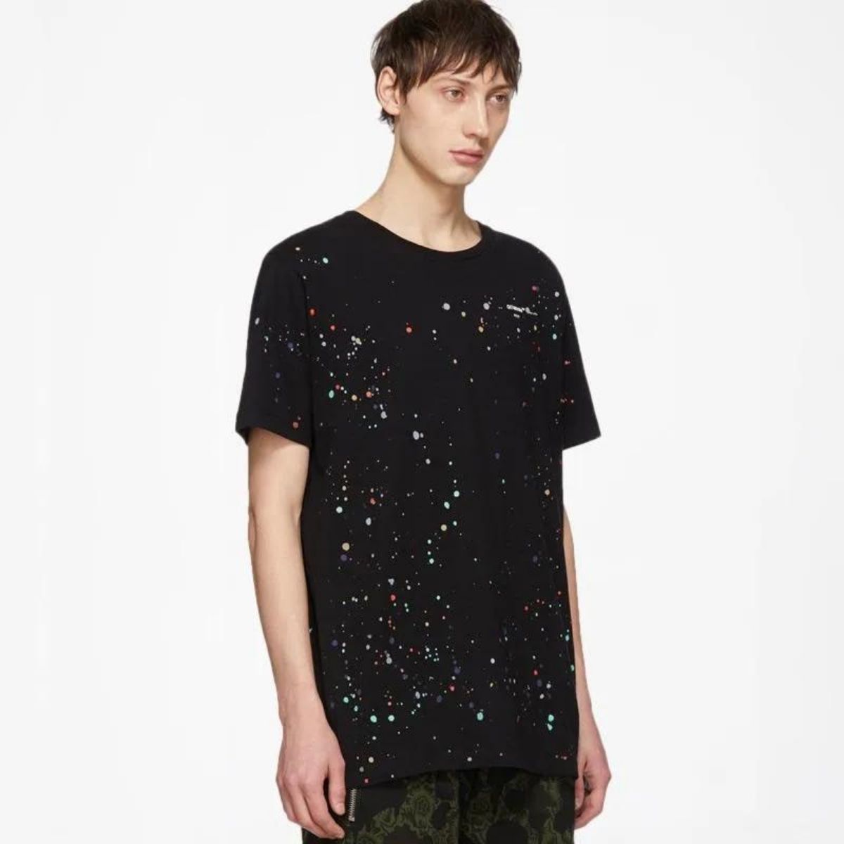 Off White Paint Splattered T-Shirt Black