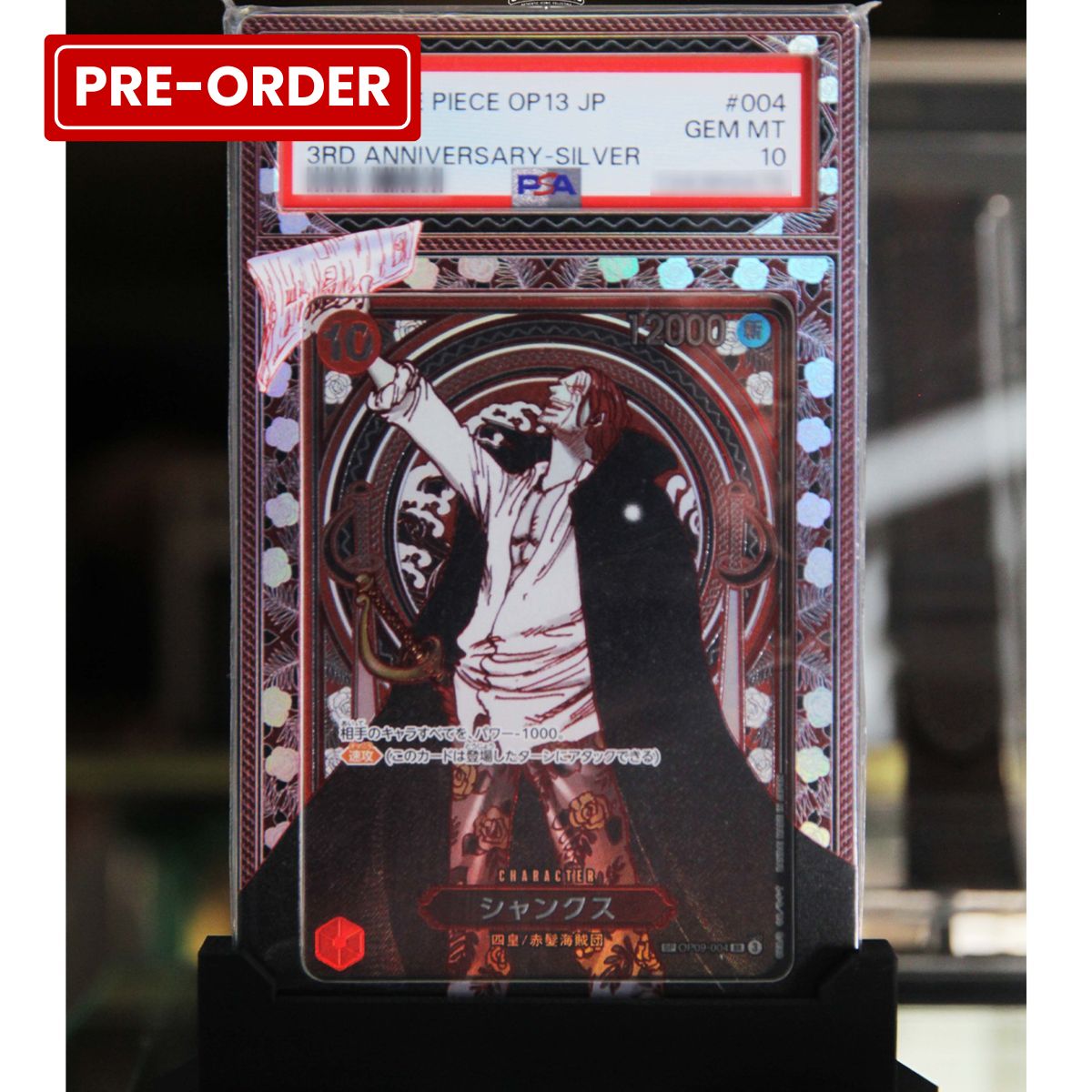 One Piece PSA 10 OP09-004 Shanks Silver Background SR-SPC