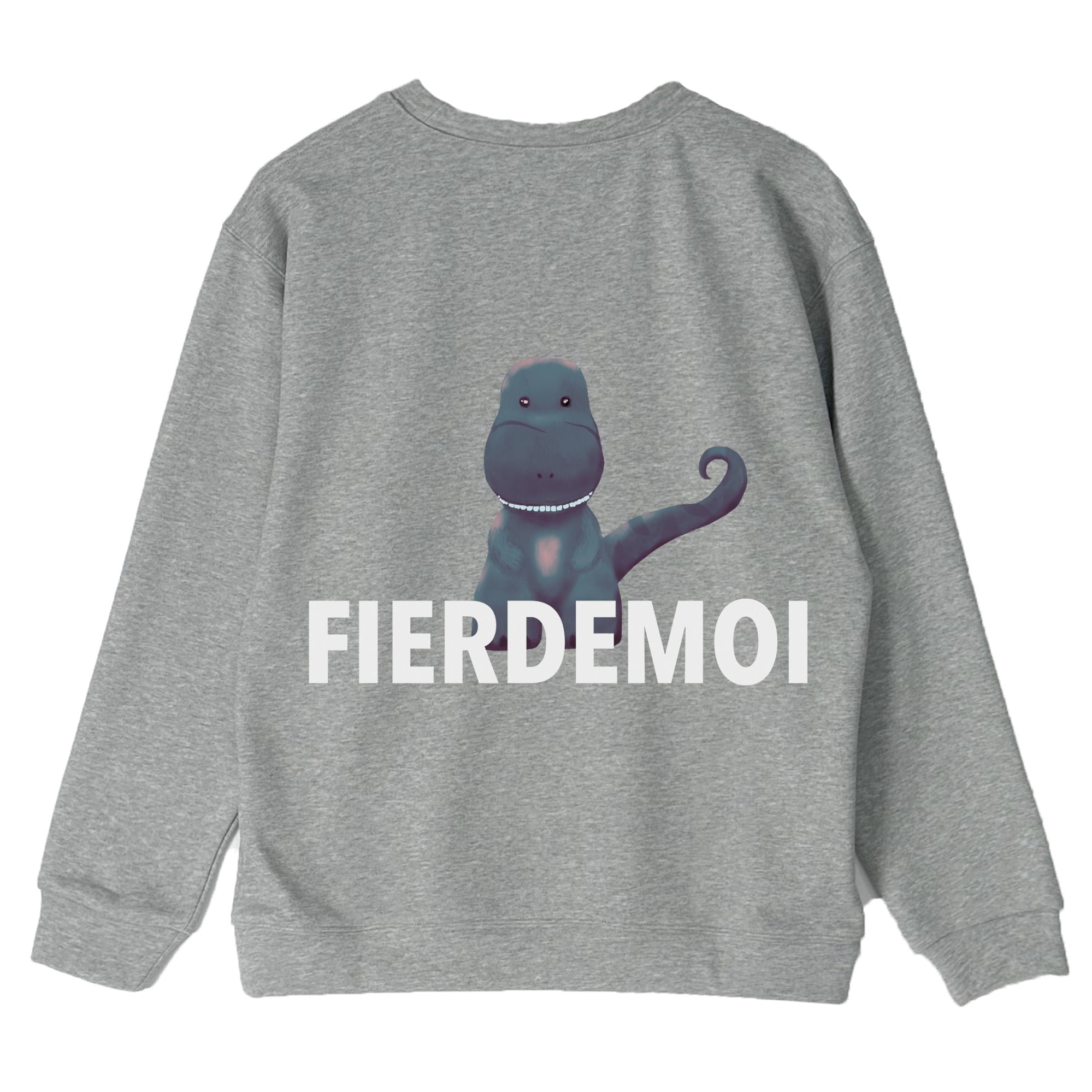 Fier De Moi Cute Dragon Print LS Sweatshirt Grey