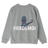 Fier De Moi Cute Dragon Print LS Sweatshirt Grey