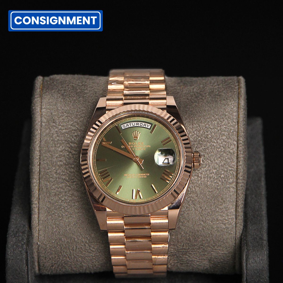 Daydate 36 RG Olive Roman Dial  128235